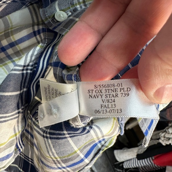 Banana Republic Oxford Shirt Slim Fit Plaid Checkered Long Sleeve Mens Medium - Picture 6 of 7